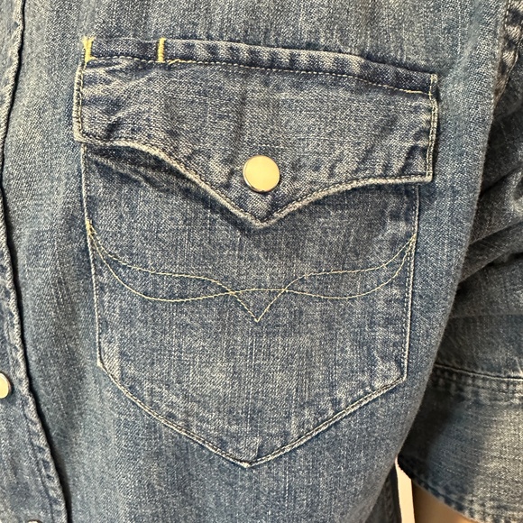 Vintage Polo Ralph Lauren Western Pearl Snap Denim Shirt Sz M - Picture 4 of 7